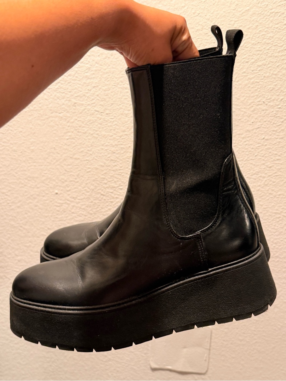 Zara Black Lug Platform Chelsea Boots
